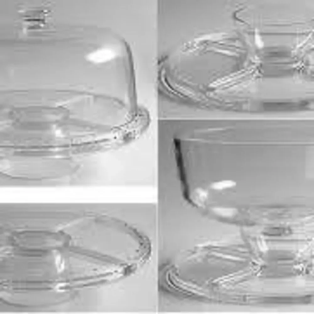 Vintage Luigi Bormioli Gallerie 4 in 1 Glass Cake Stand Lid Chip Dip tray bowl